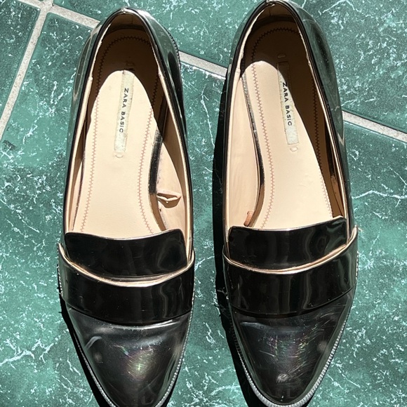 Silver shiny loafers Zara size 37 - Picture 3 of 6